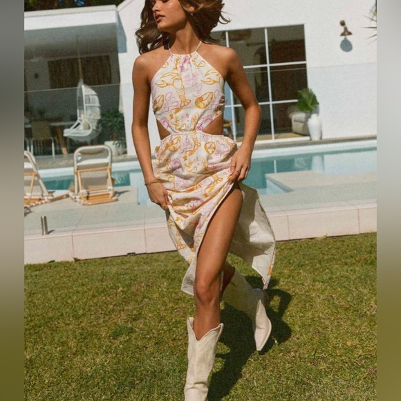 PEPPERMAYO Oysters and Prosecco printed maxi linen dress - Picture 2 of 16